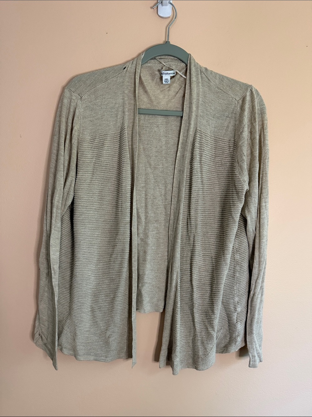 croft & barrow Beige Open-Front Ribbed Cardigan